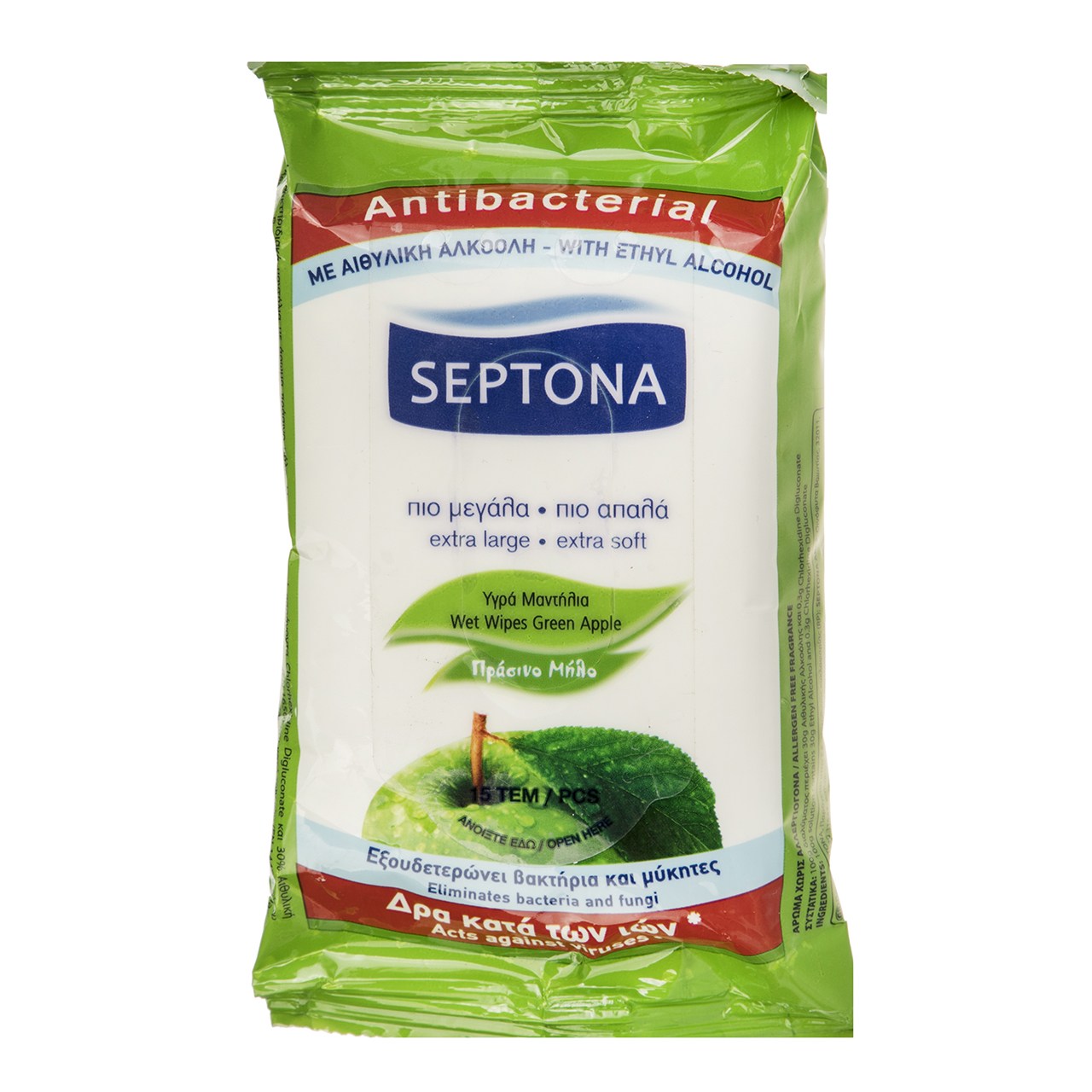 دستمال مرطوب سپتونا مدل Green Apple بسته 15 عددی دستمال مرطوب سپتونا مدل Green Apple بسته 15 عددی